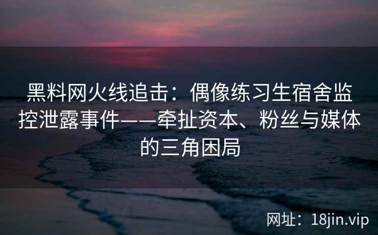 黑料网火线追击：偶像练习生宿舍监控泄露事件——牵扯资本、粉丝与媒体的三角困局