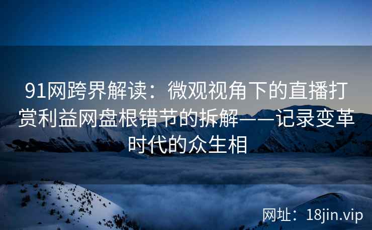 91网跨界解读：微观视角下的直播打赏利益网盘根错节的拆解——记录变革时代的众生相